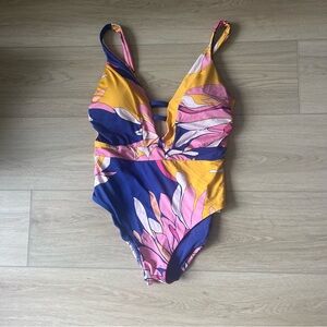 New Trina Turk Breeze Plunge Multi‎ One Piece Swimsuit